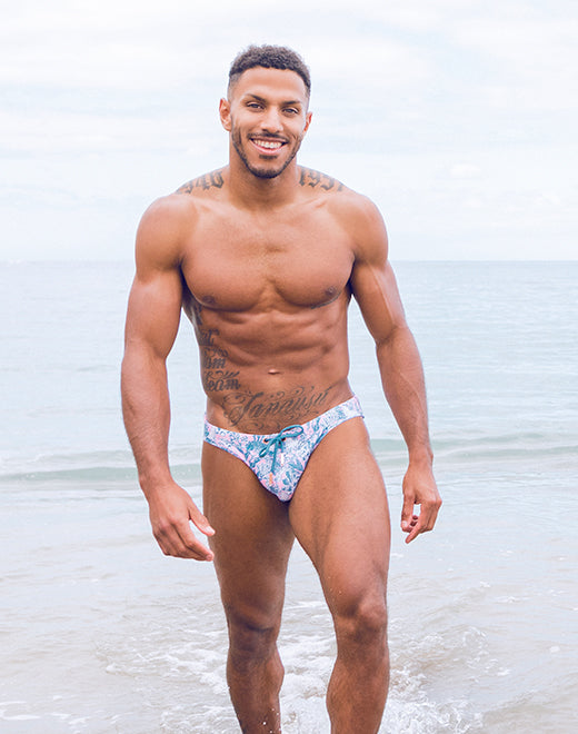 V20 Printed Swim Brief - Coral Teal