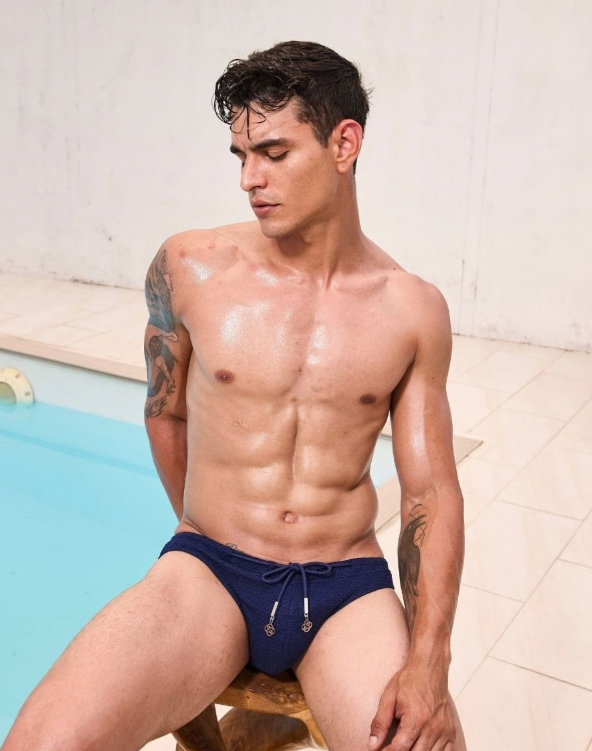 V30 Textured Swim Brief - Signet Navy Blue