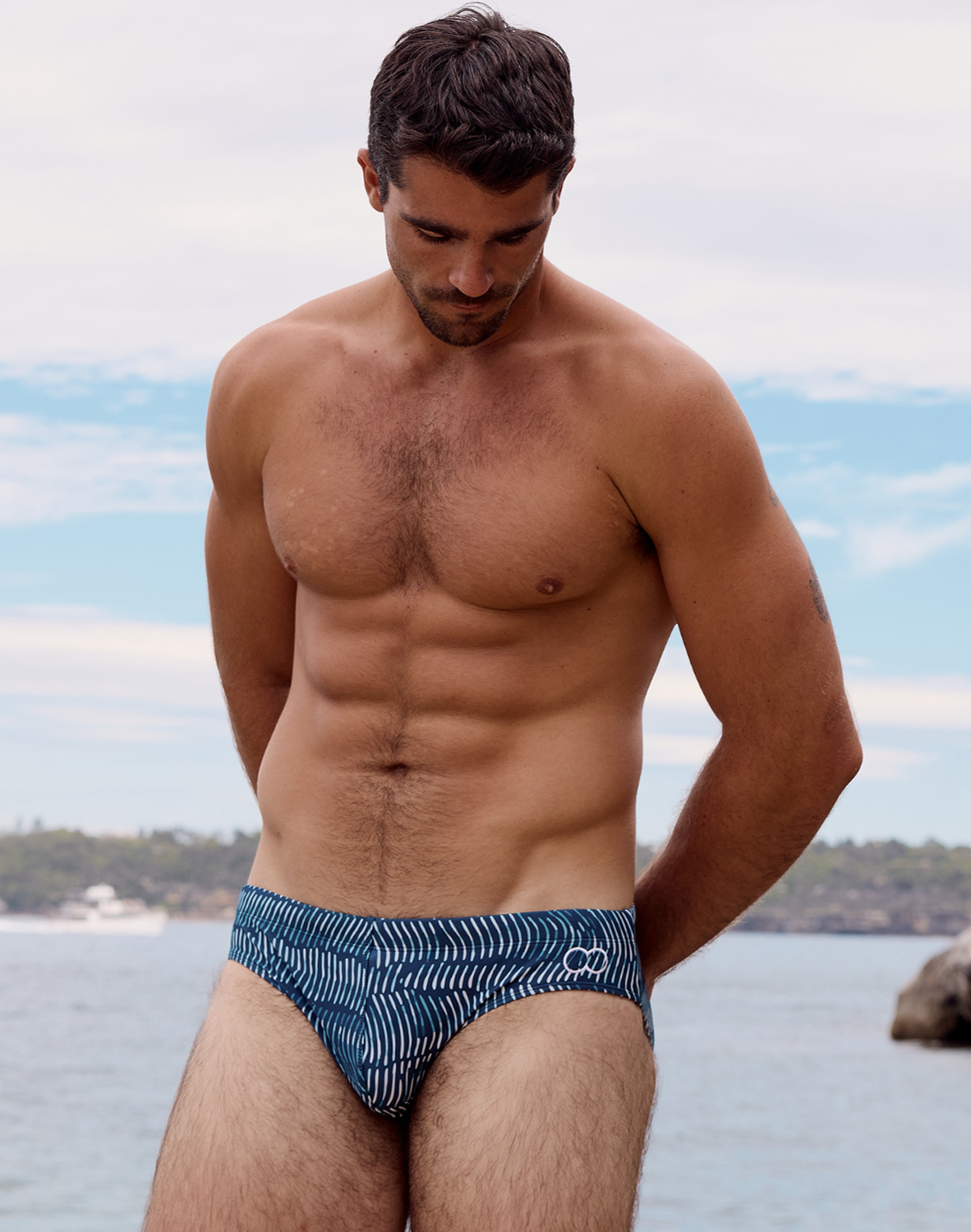 V10 Print Swim Brief - Naiad Navy