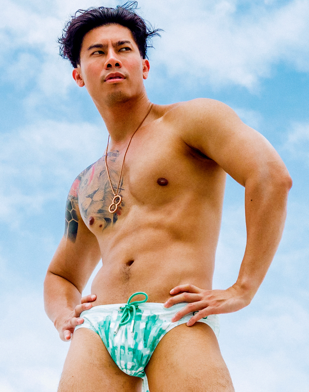 V10 Print Swim Brief - Shellscape Mint