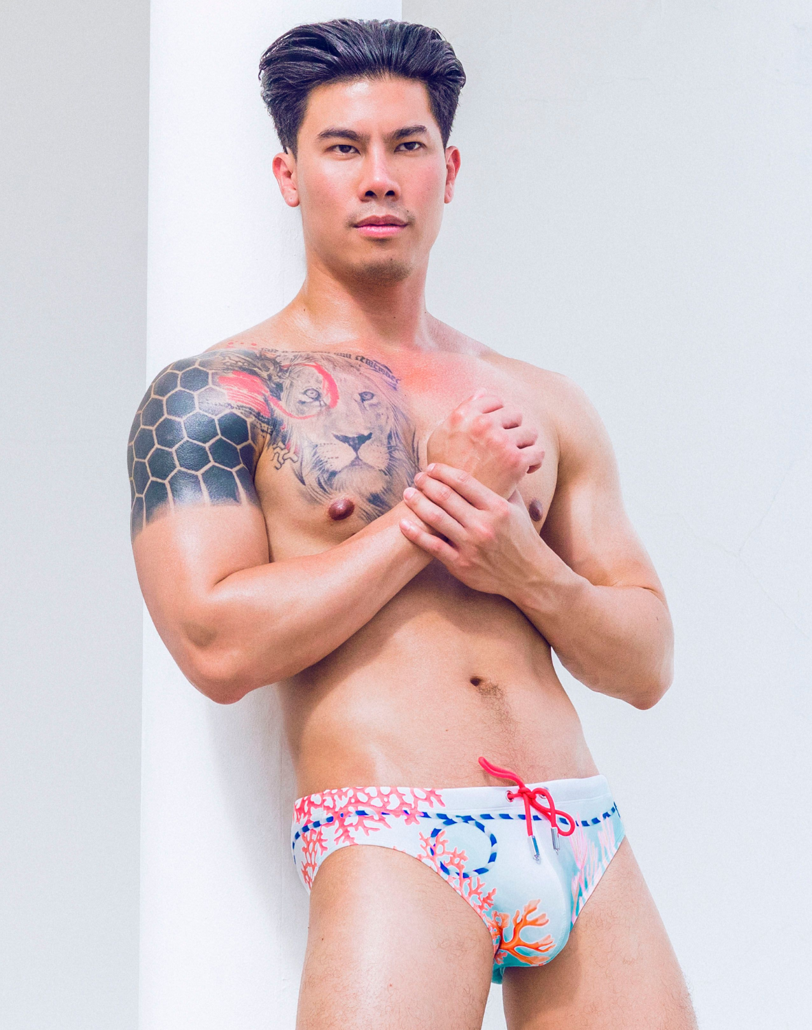V10 Print Swim Brief - Coralscape Blue