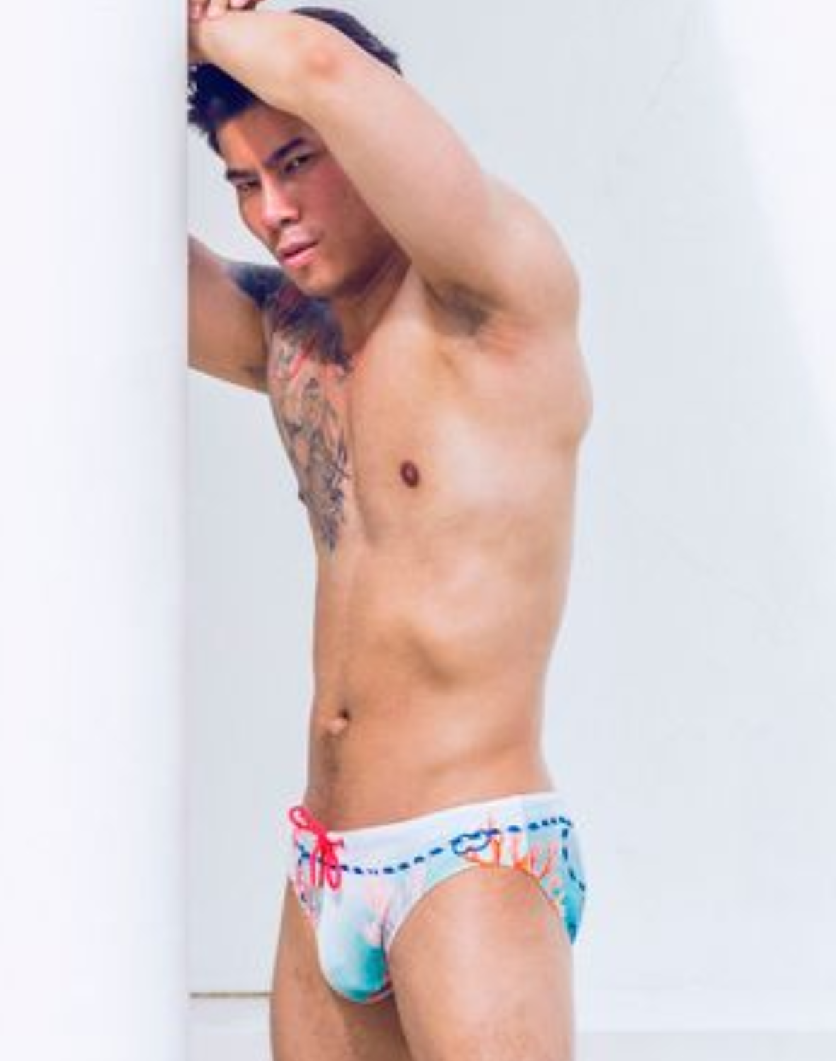 V10 Print Swim Brief - Coralscape Blue