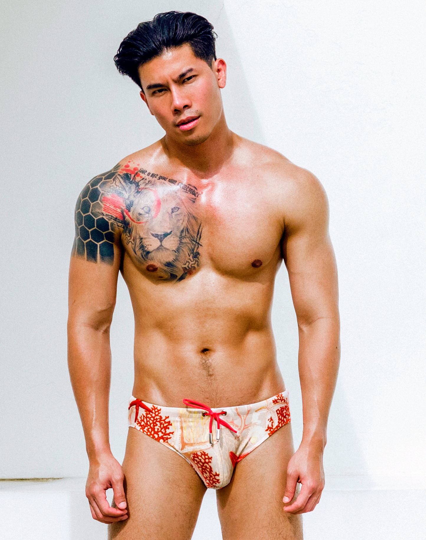 V10 Print Swim Brief - Starscape Beige