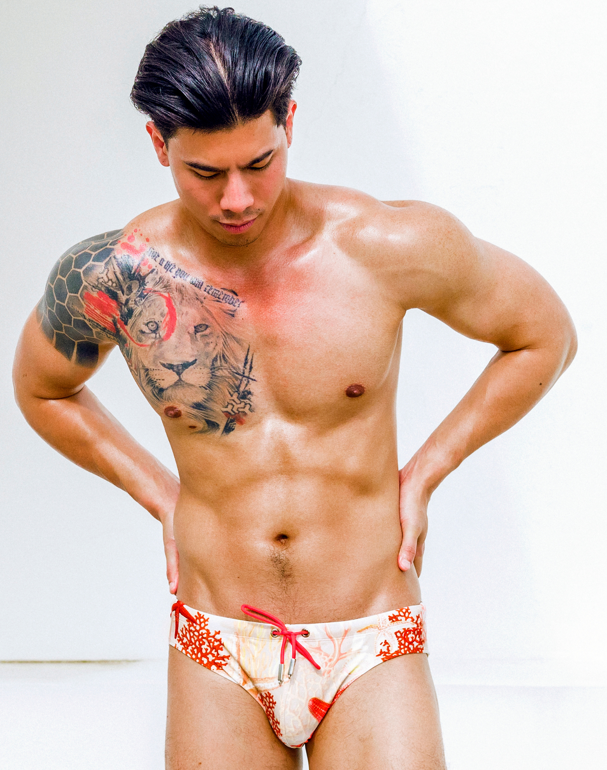 V10 Print Swim Brief - Starscape Beige