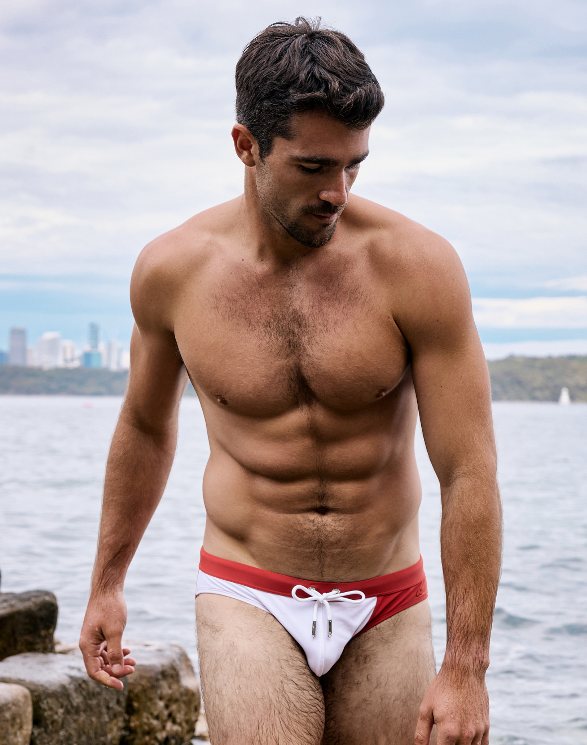 V10 Colour-Blocked Swim Brief - Calypso White/Terracotta