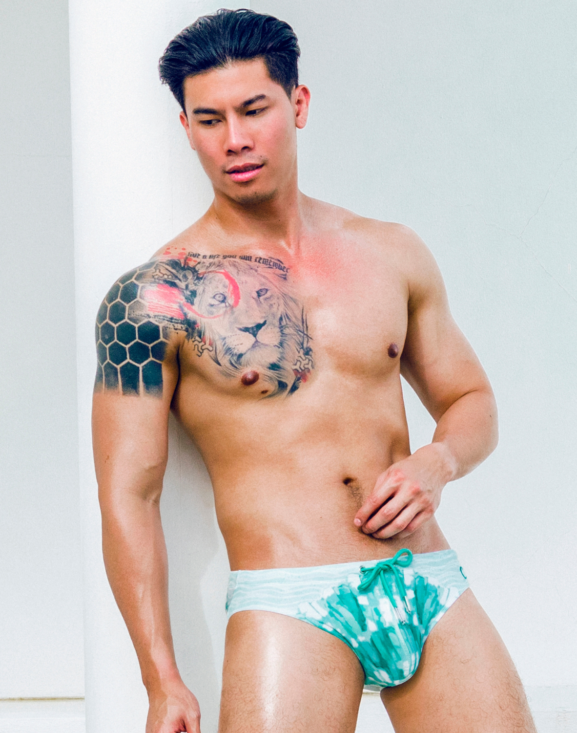 V10 Print Swim Brief - Shellscape Mint
