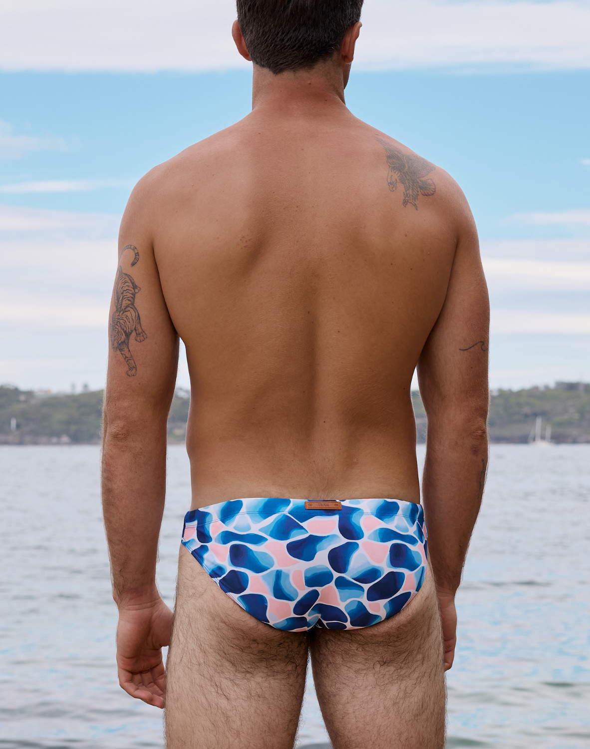 V20 Printed Swim Brief - Aqua Navy