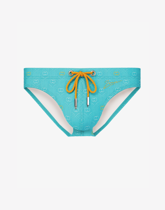 V20 Printed Swim Brief - Deco Crest Blue