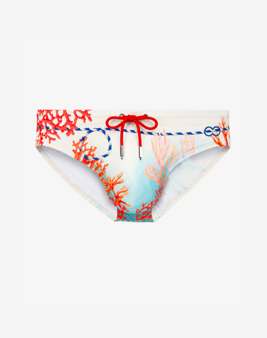 V10 Print Swim Brief - Coralscape Blue