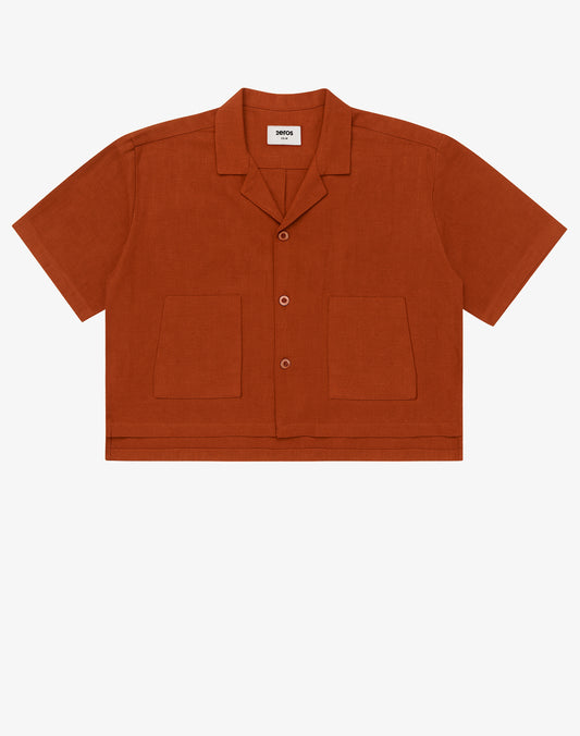 Cropped Linen Shirt - Bombay Brown