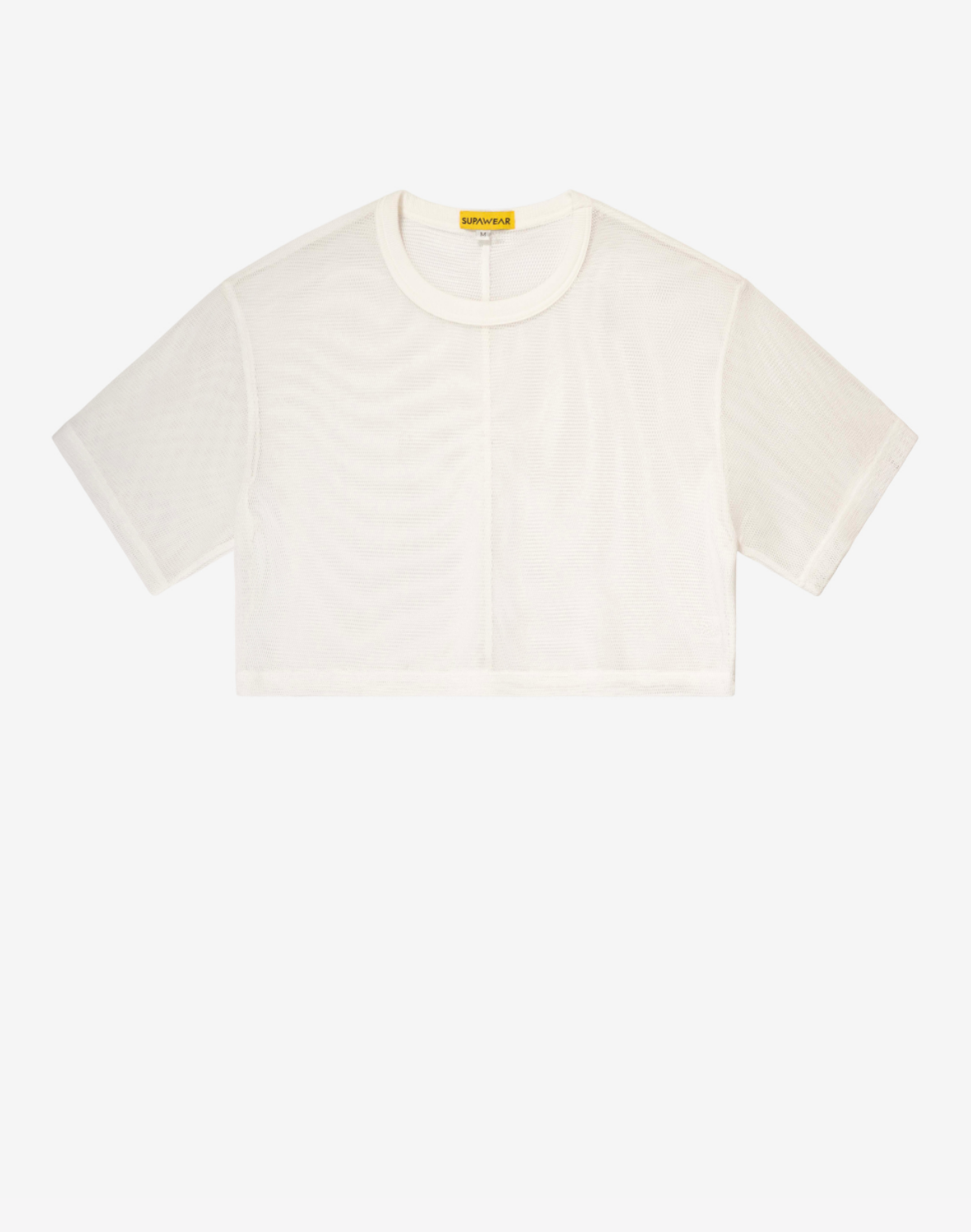 Mesh Oversized Cropped Tee - White