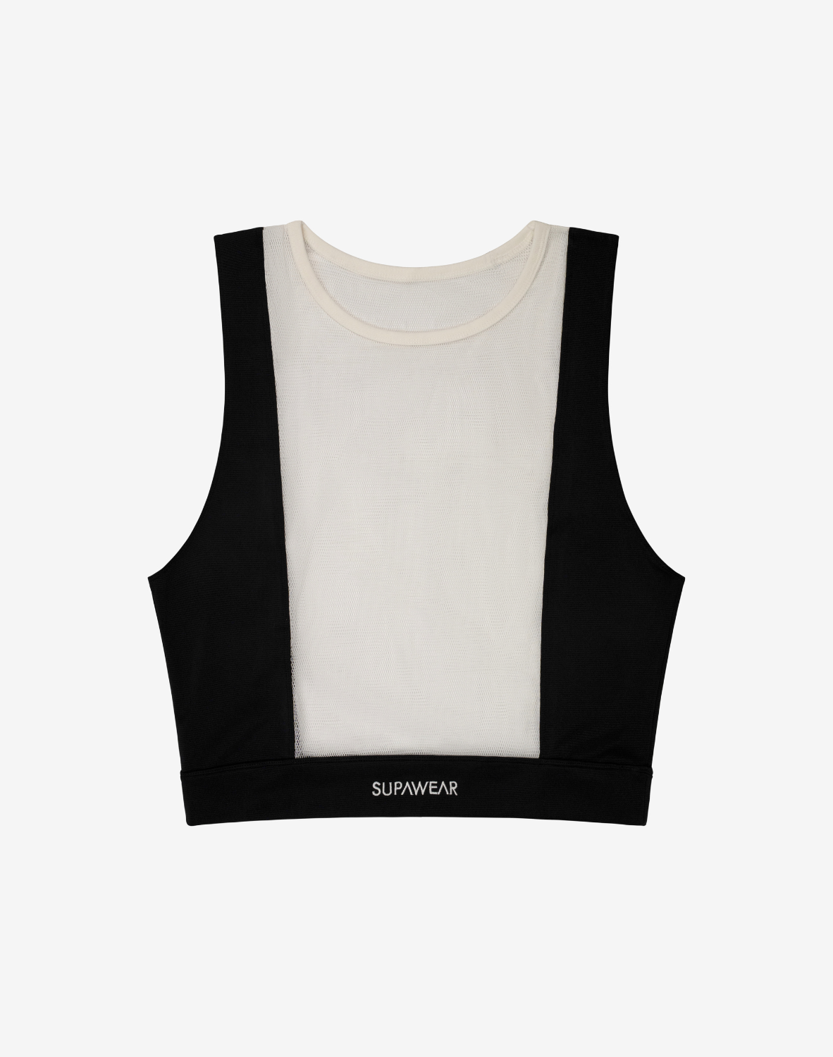 Mesh Dual Tone Crop Tank - Black & White