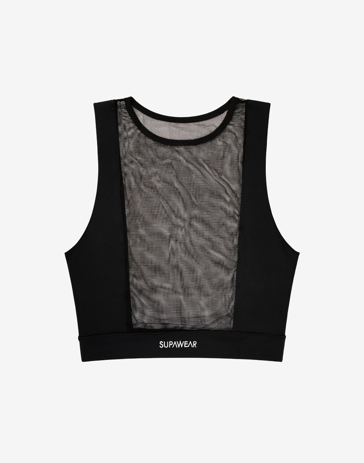 Mesh Monotone Crop Tank - Black