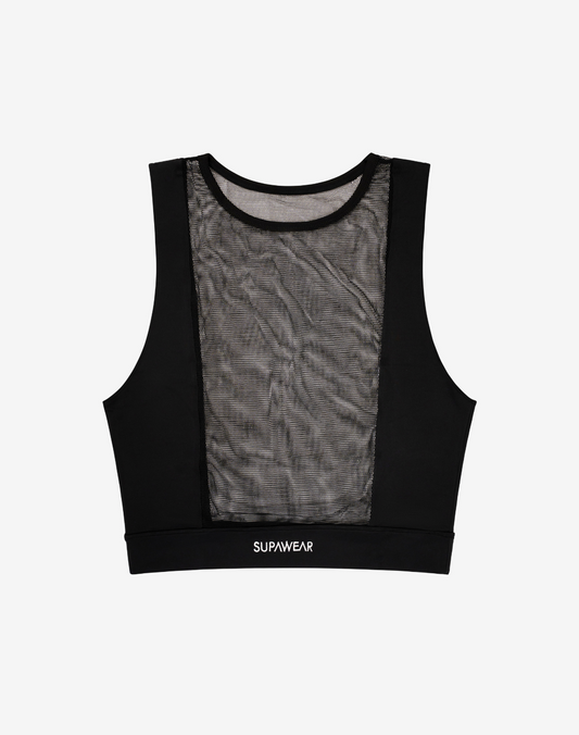 Mesh Monotone Crop Tank - Black