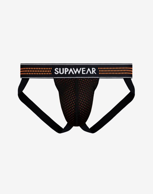 Neon Mesh Jockstrap Underwear - Neon Orange