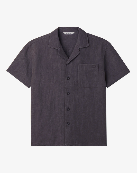 Breezy Linen Short Sleeve Classic Shirt - Dark Gray