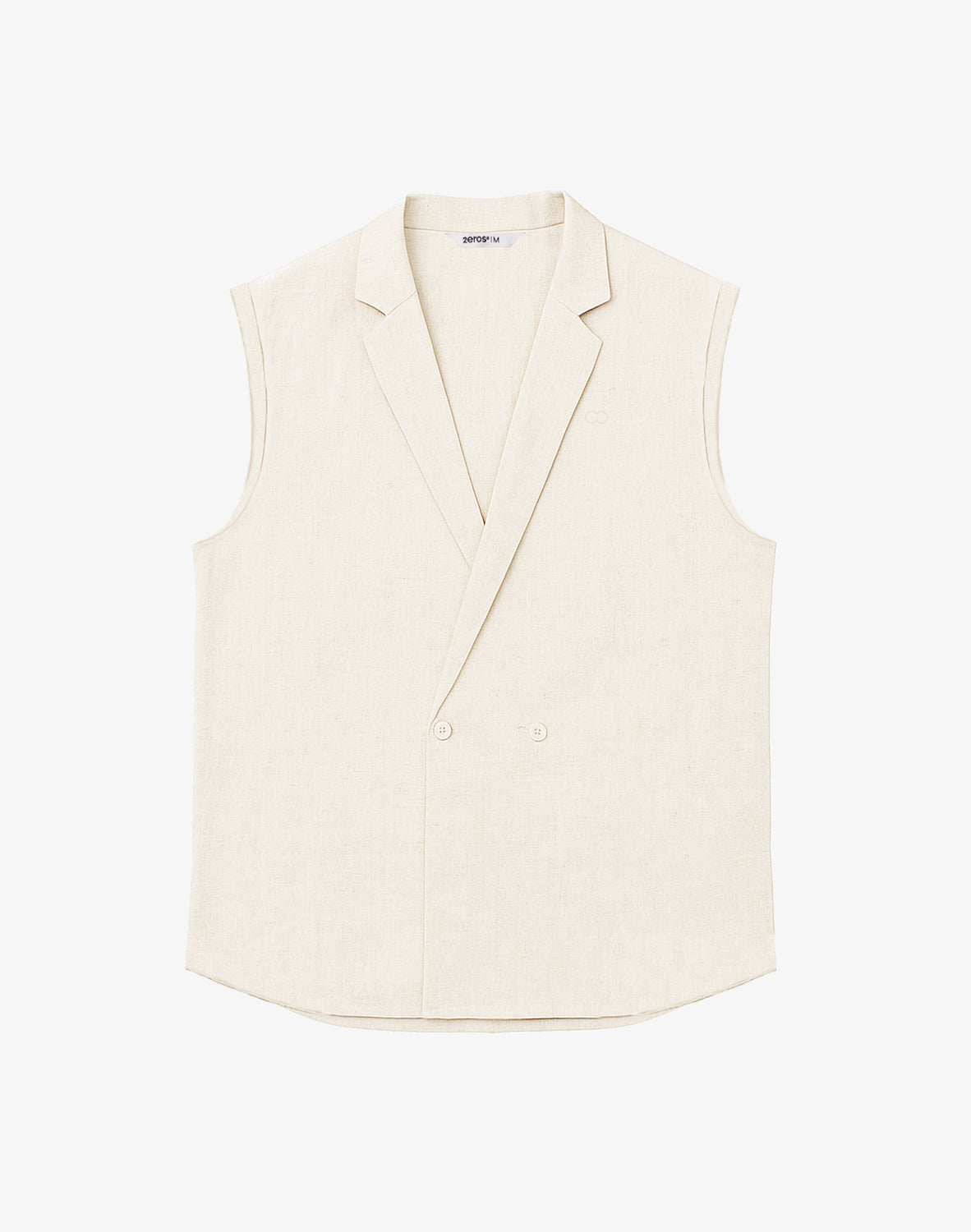 Breezy Linen Single Button Wrap Vest - Beige