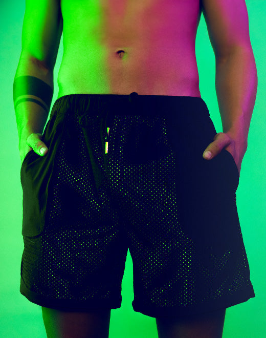 Neon Mesh Shorts - Black / Neon