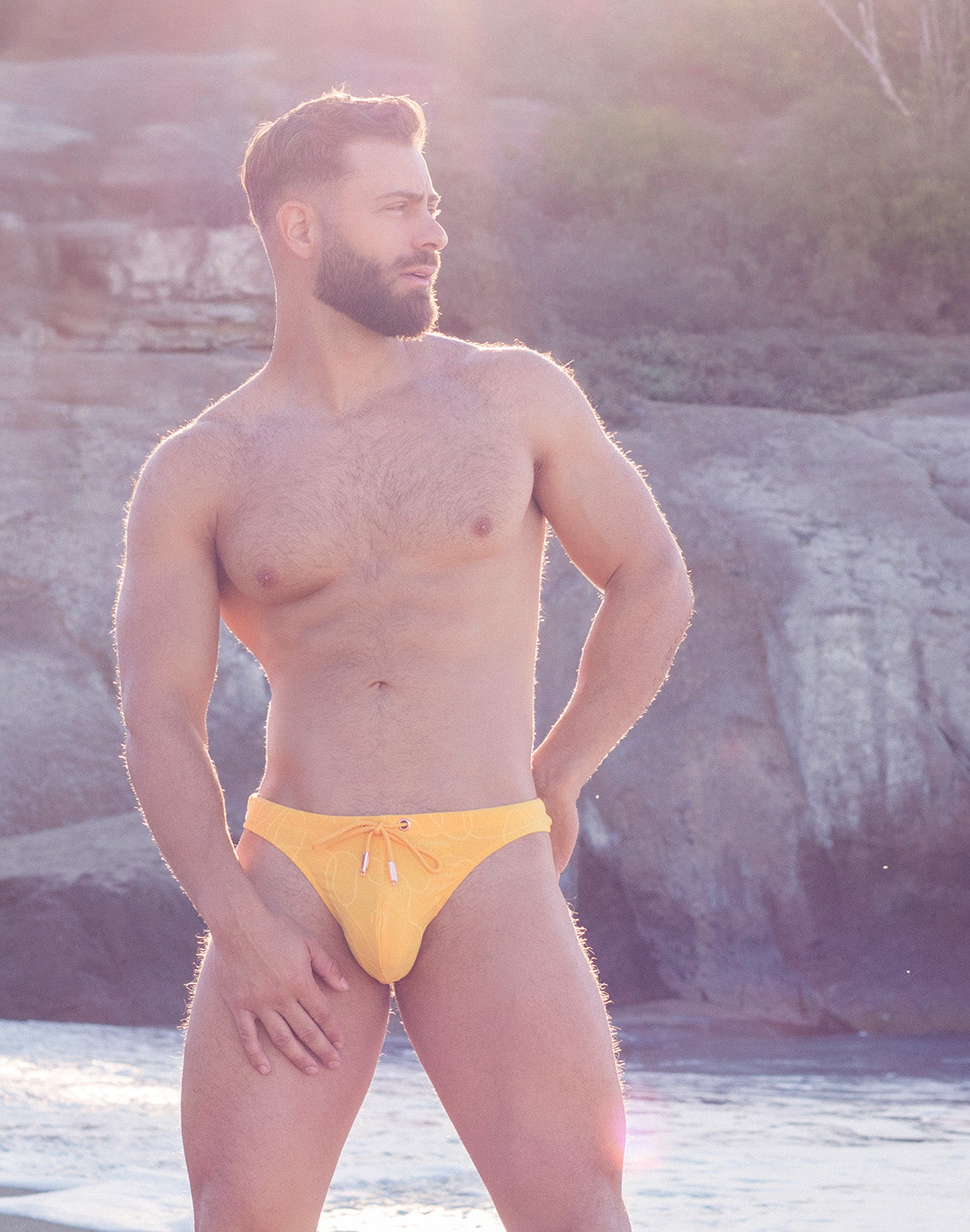 V80 Textured Swim Thong - Ripple Yellow