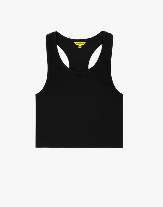 Ribbed Cropped Singlet - Black