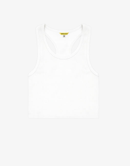 Ribbed Cropped Singlet - White