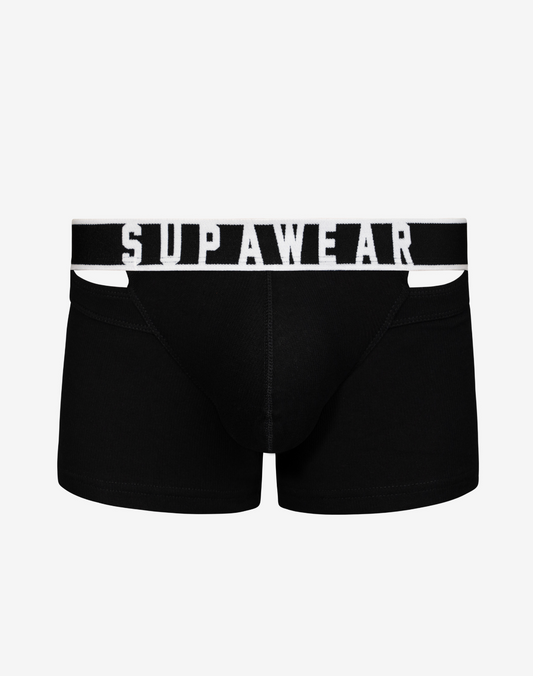 Ribbed Slashed Trunk Underwear - Black