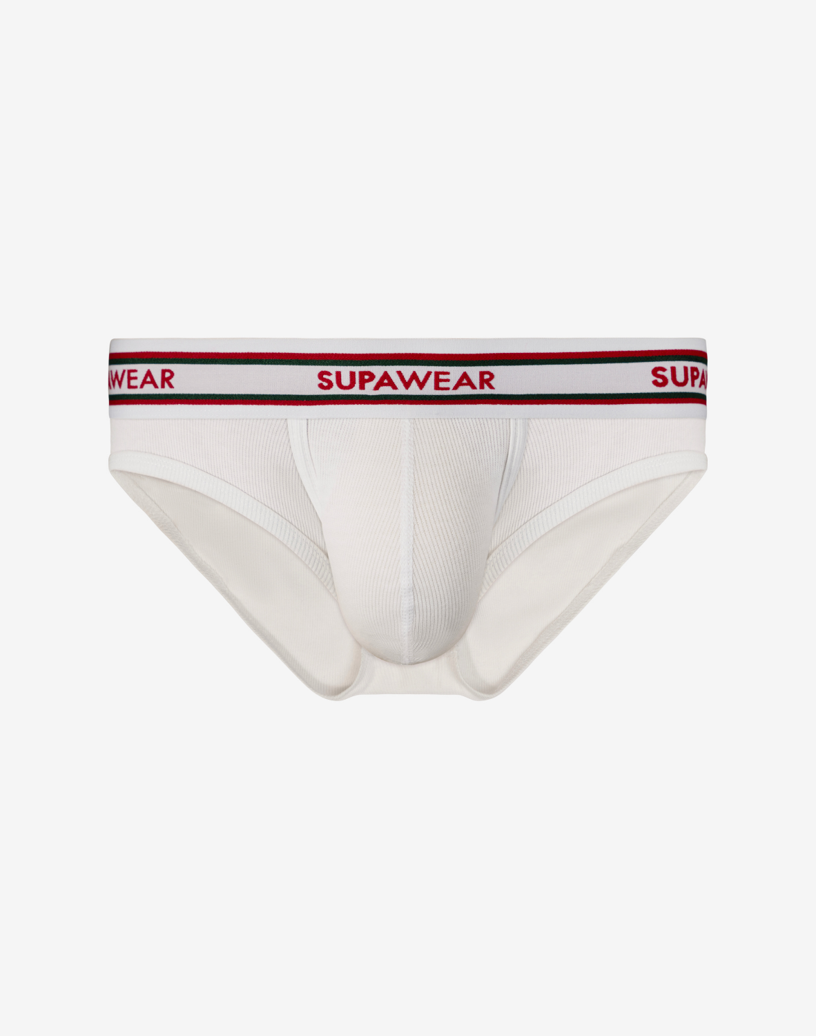 Ribbed Varsity Brief Underwear - White