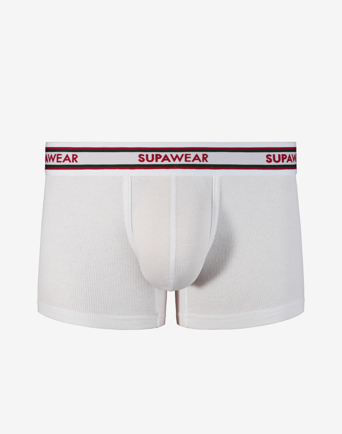 Ribbed Varsity Trunk Underwear - White