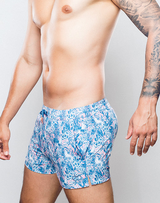 Printed Bronte Shorts - Coral Teal