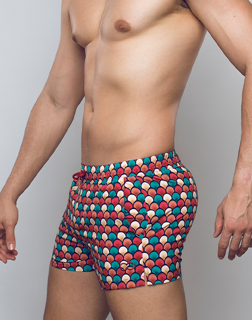 S50 Print Swim Shorts - Retro Red