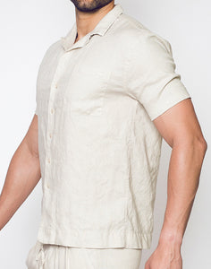 Breezy Linen Short Sleeve Classic Shirt - Beige
