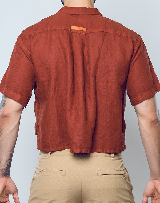 Cropped Linen Shirt - Bombay Brown