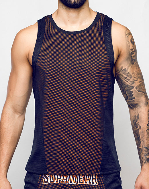 Swish Mesh Singlet - Neon Orange