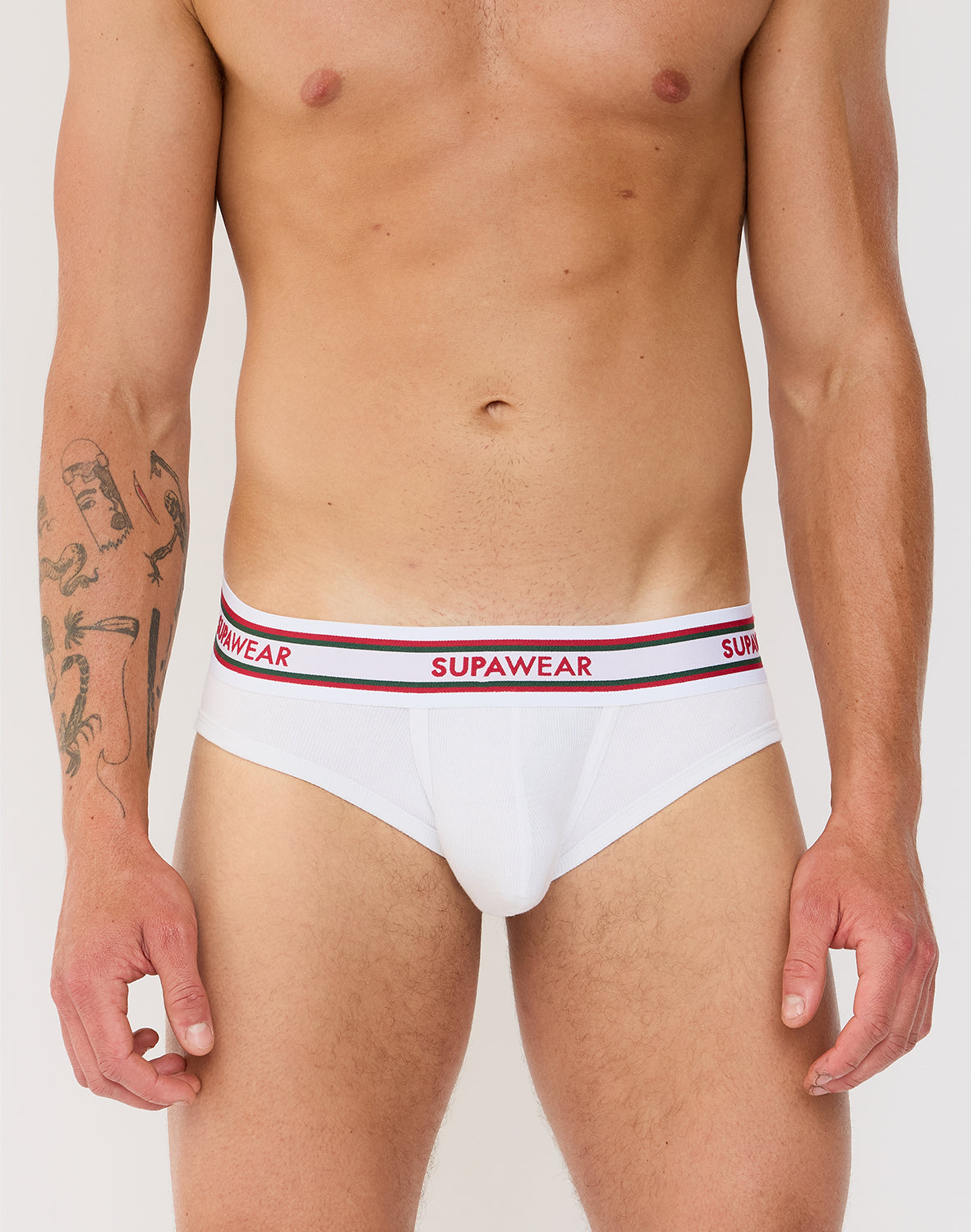 Ribbed Varsity Brief Underwear - White