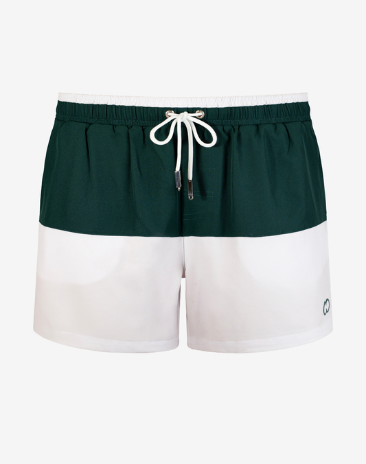 Colour-Blocked Byron Shorts - Calypso White/Green