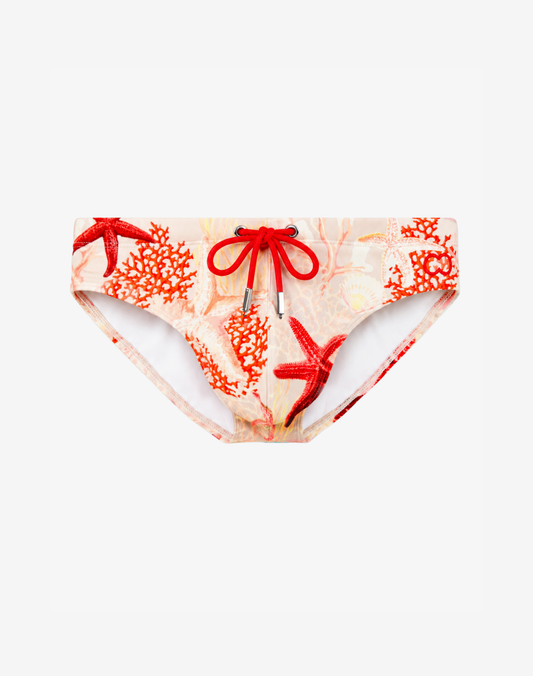 V10 Print Swim Brief - Starscape Beige