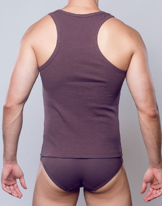 Ribbed Singlet - Peppercorn