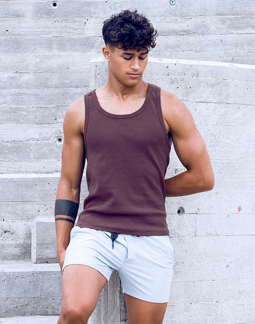 Ribbed Singlet - Peppercorn