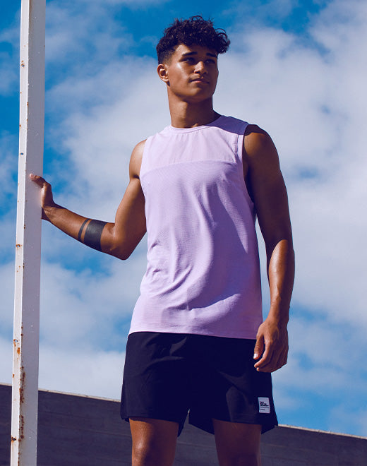 Solid & Mesh Tanktop Purple Heather