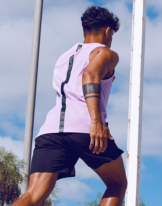 Solid & Mesh Tanktop Purple Heather