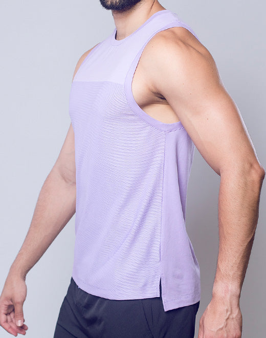 Solid & Mesh Tanktop Purple Heather