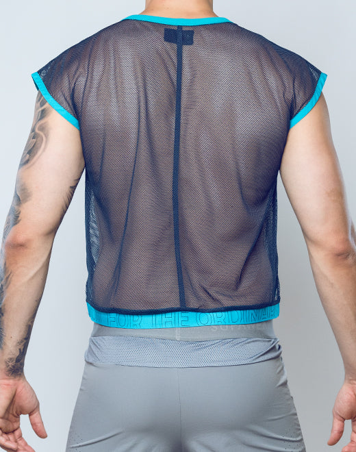 Neon Mesh Top - Navy Blue