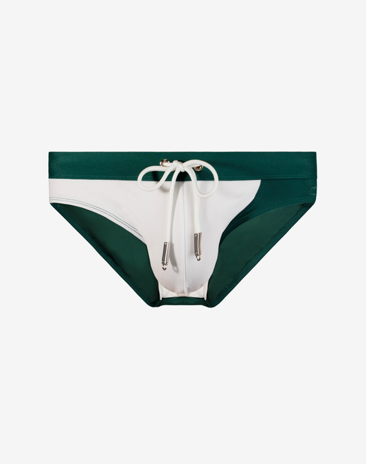 V10 Colour-Blocked Swim Brief - Calypso White/Green