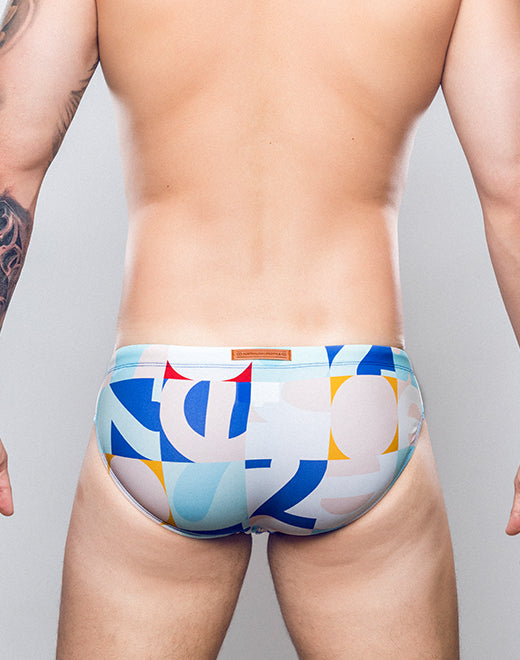 V10 Print Swim Brief - Insignia Turquoise