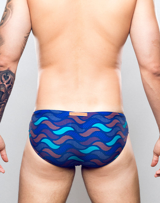 V10 Print Swim Brief - Ocean Blue