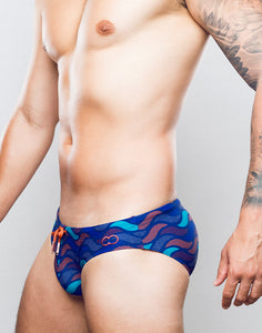 V10 Print Swim Brief - Ocean Blue