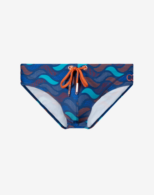 V10 Print Swim Brief - Ocean Blue