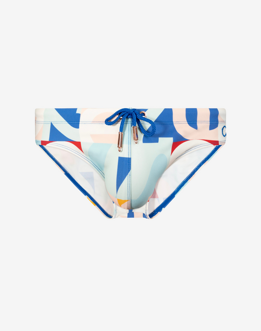 V10 Print Swim Brief - Insignia Turquoise