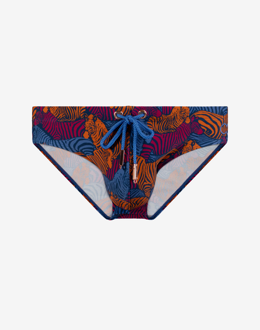 V10 Print Swim Brief - Stallion Navy