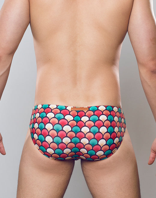 V10 Print Swim Brief - Retro Red